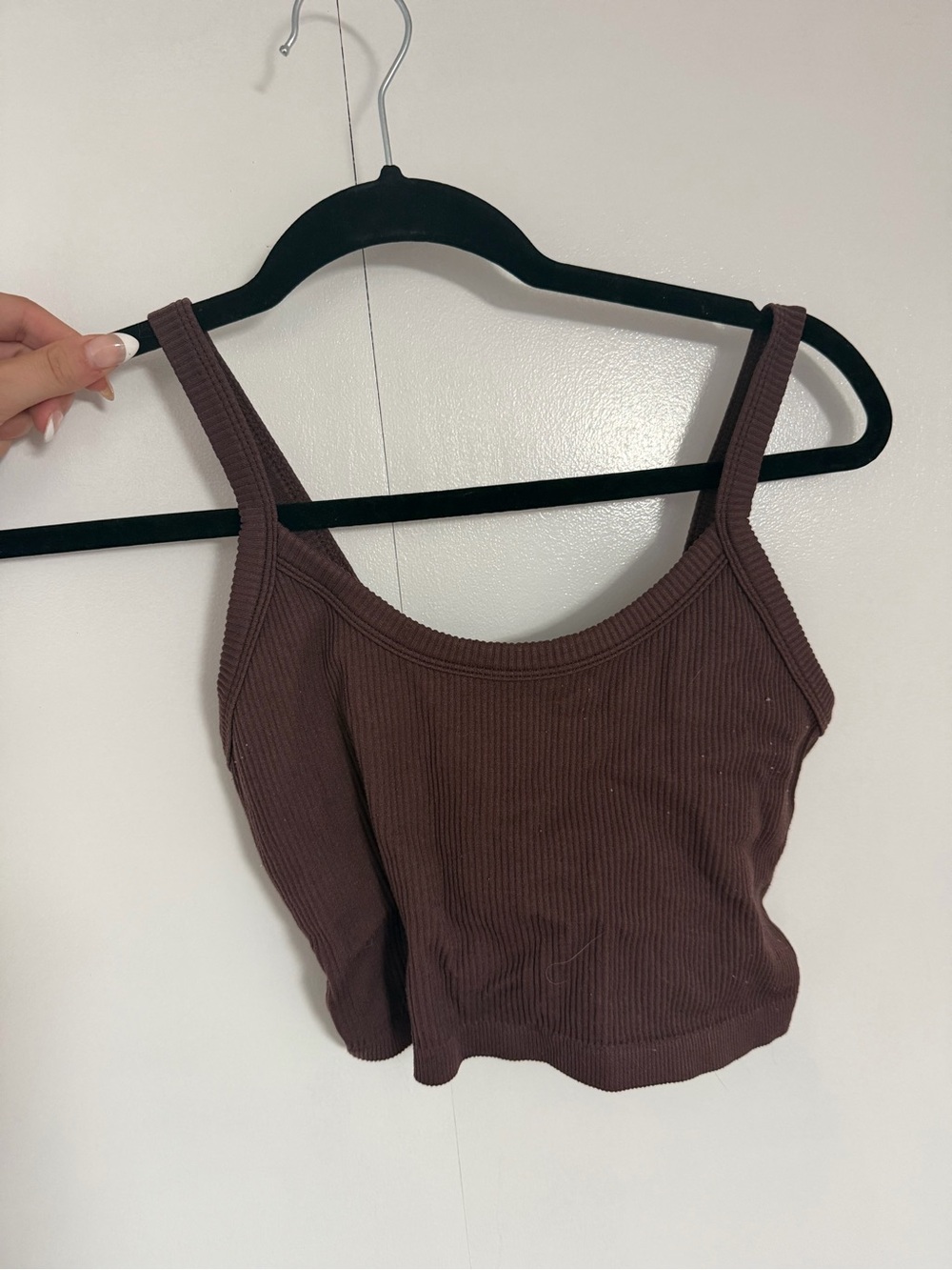 Women's Ribbed Scoop Neck Tank Top in Chocolate Brown